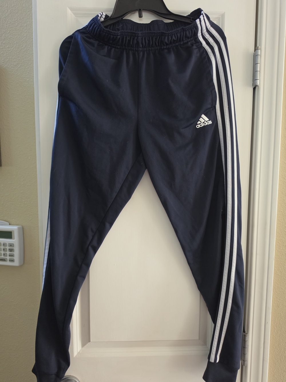 adidas Navy Joggers with White Side Stripes
